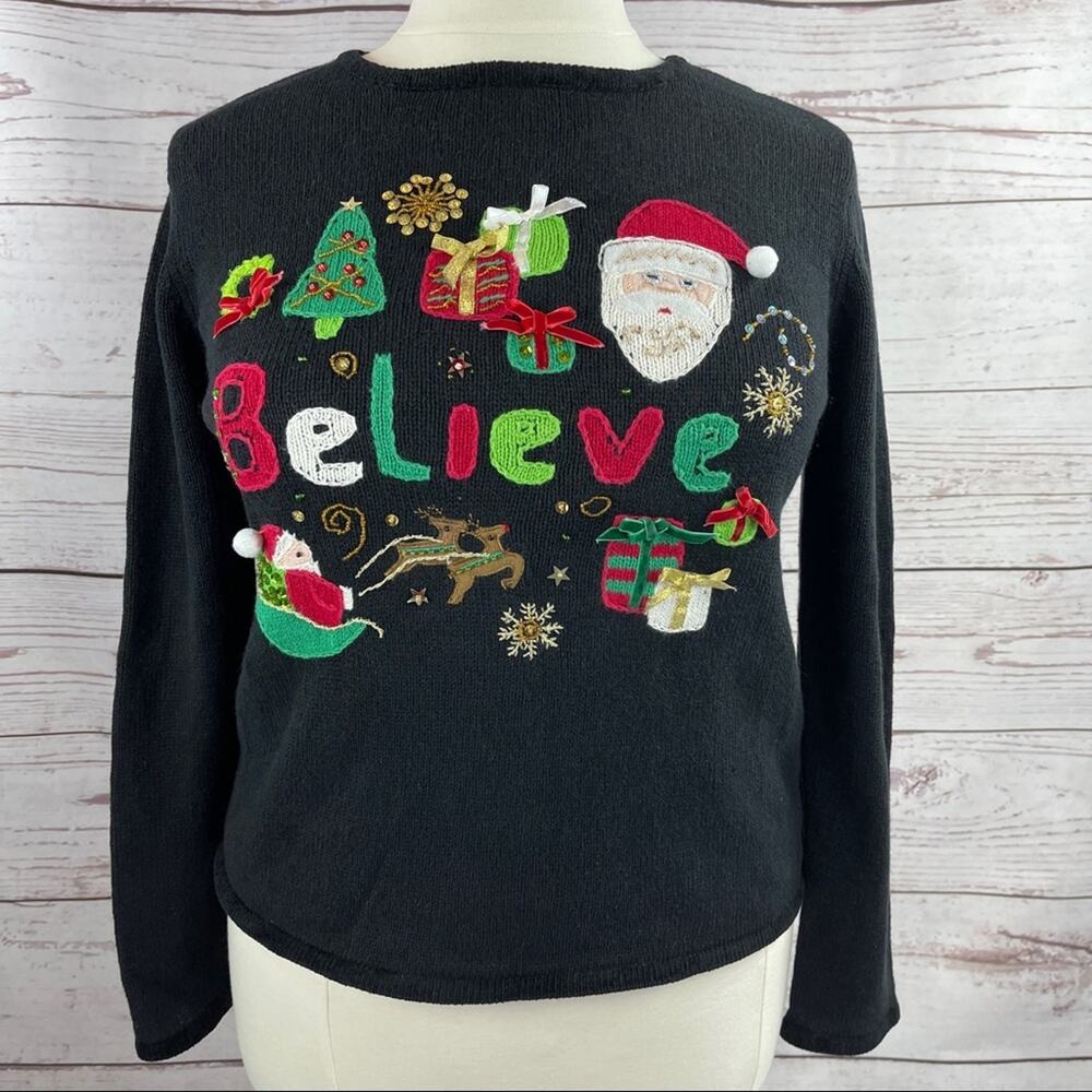 Tiara International Christmas Collection Believe Santa Sweater